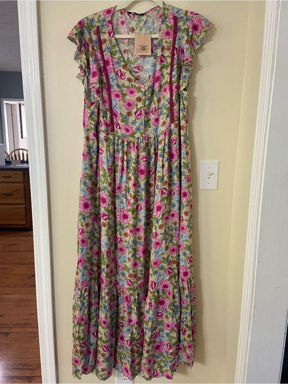 Women’s Floral Maxi Dress - Pink & Green